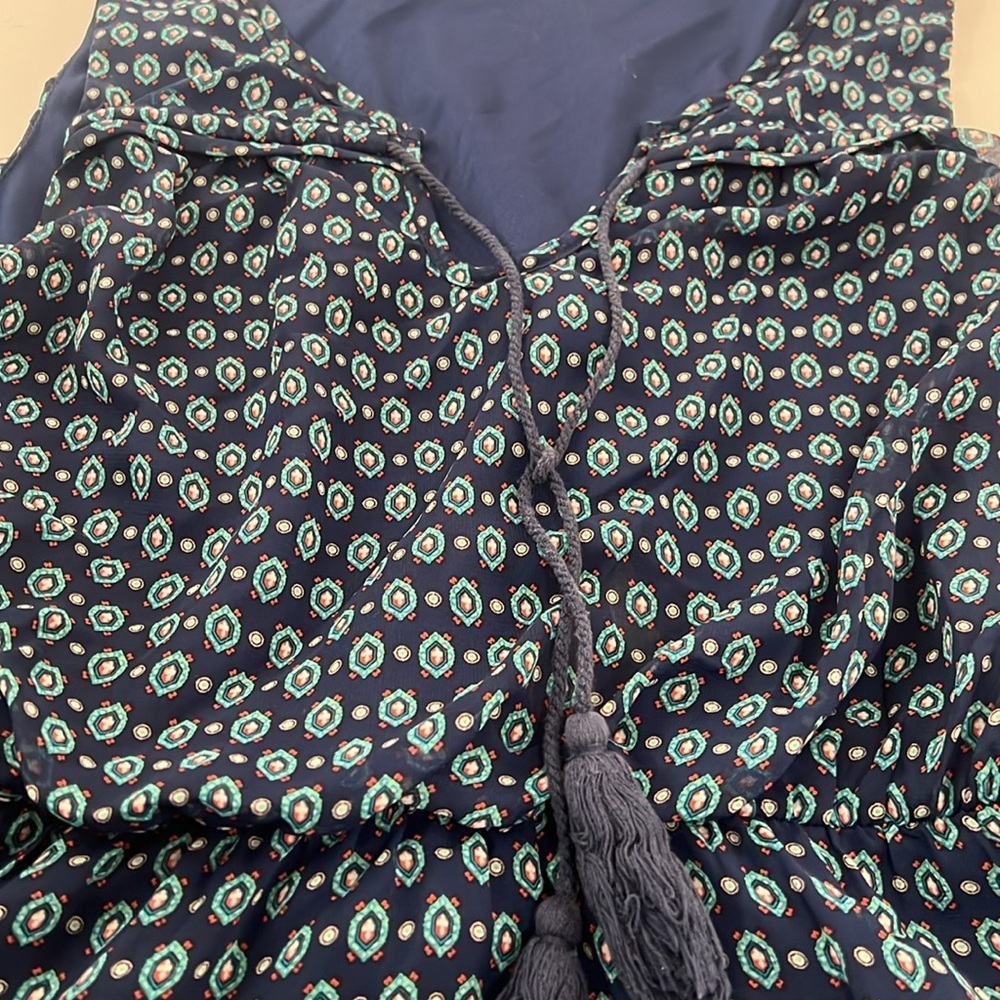 As U Wish Women’s sleeveless size medium blue dress with blue tassels - Picture 5 of 10
